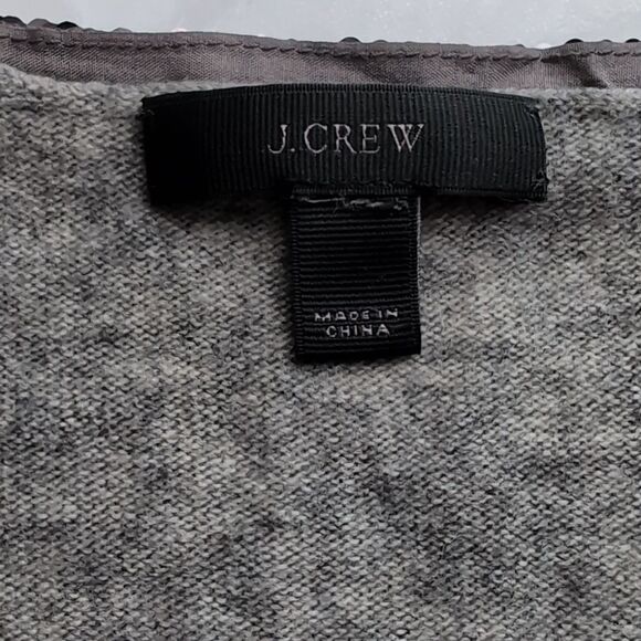 J. Crew Gray V Neck Sweater with Sequins Ribbon Bow Detail S - Picture 6 of 12